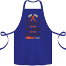 Plans In the Garage Carpentry DIY Tradesman Cotton Apron 100% Organic Royal Blue