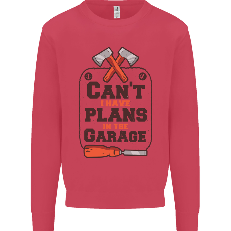 Plans In the Garage Carpentry DIY Tradesman Kids Sweatshirt Jumper Heliconia