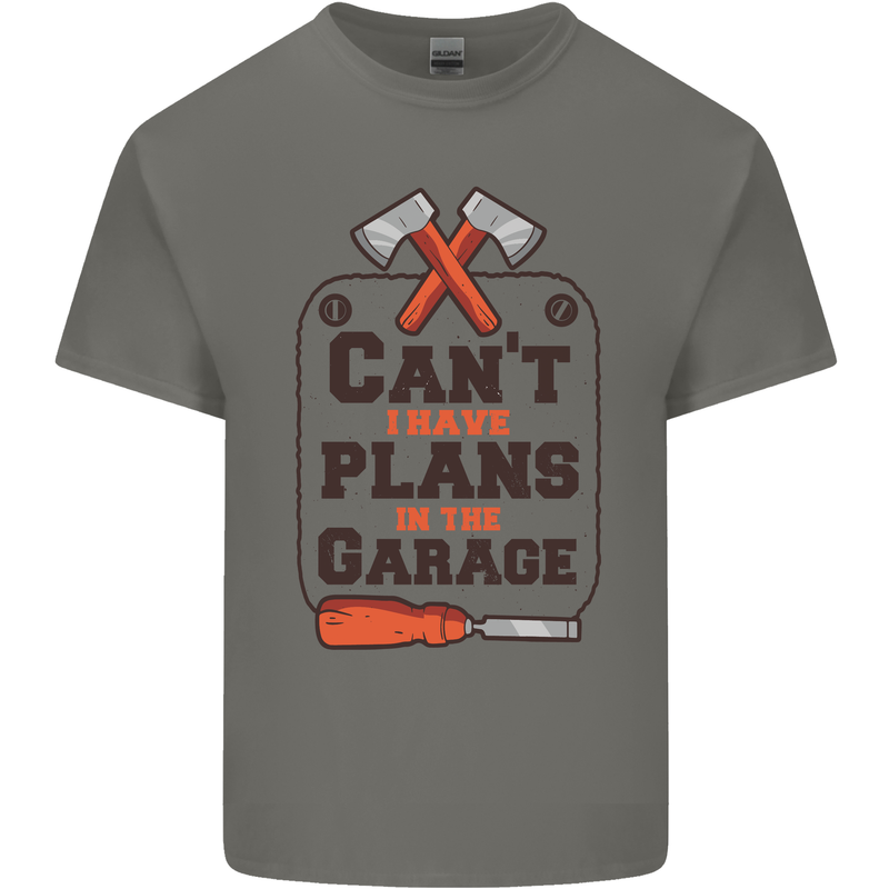 Plans In the Garage Carpentry DIY Tradesman Kids T-Shirt Childrens Charcoal