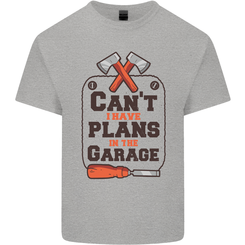 Plans In the Garage Carpentry DIY Tradesman Kids T-Shirt Childrens Sports Grey