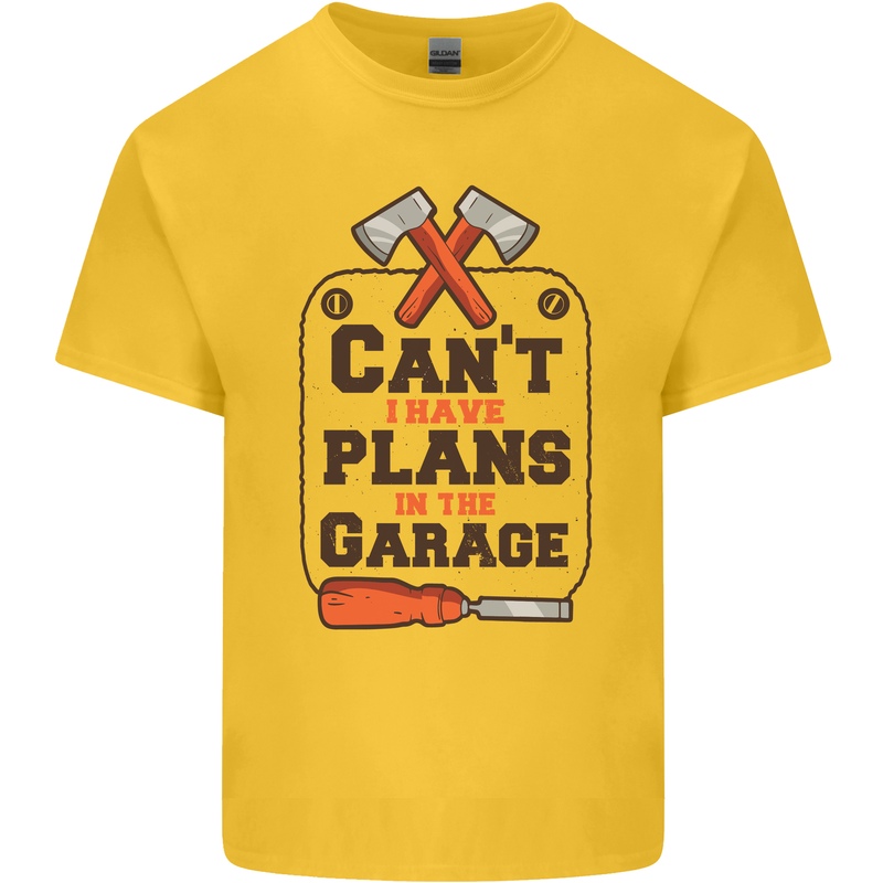 Plans In the Garage Carpentry DIY Tradesman Kids T-Shirt Childrens Yellow