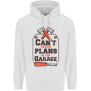 Plans In the Garage Carpentry DIY Tradesman Mens 80% Cotton Hoodie White
