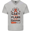 Plans In the Garage Carpentry DIY Tradesman Mens V-Neck Cotton T-Shirt Sports Grey