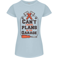 Plans In the Garage Carpentry DIY Tradesman Womens Petite Cut T-Shirt Light Blue