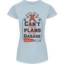 Plans In the Garage Carpentry DIY Tradesman Womens Petite Cut T-Shirt Light Blue