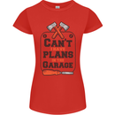 Plans In the Garage Carpentry DIY Tradesman Womens Petite Cut T-Shirt Red