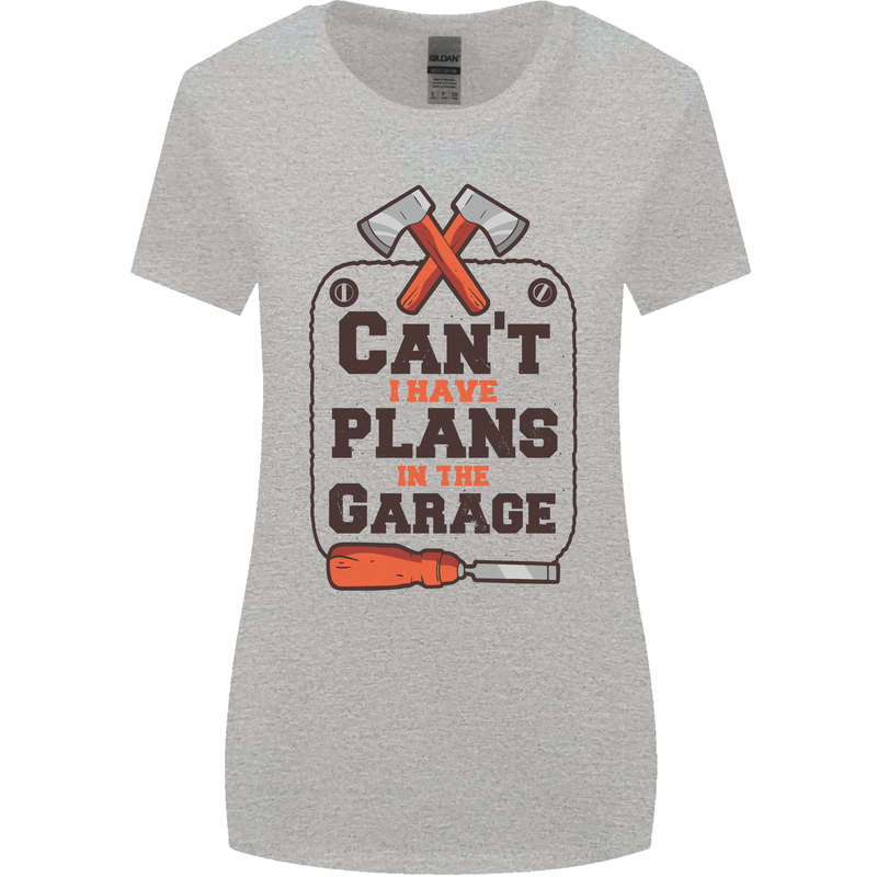Plans In the Garage Carpentry DIY Tradesman Womens Wider Cut T-Shirt Sports Grey