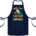 Plans With My Turntable DJ DJing Cotton Apron 100% Organic Navy Blue