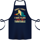 Plans With My Turntable DJ DJing Cotton Apron 100% Organic Navy Blue