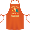Plans With My Turntable DJ DJing Cotton Apron 100% Organic Orange