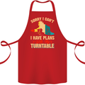 Plans With My Turntable DJ DJing Cotton Apron 100% Organic Red