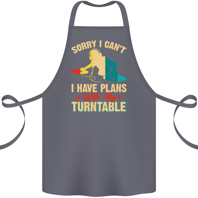 Plans With My Turntable DJ DJing Cotton Apron 100% Organic Steel