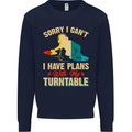 Plans With My Turntable DJ DJing Kids Sweatshirt Jumper Navy Blue