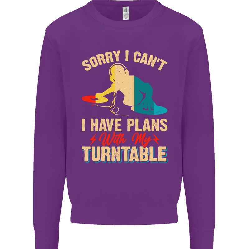 Plans With My Turntable DJ DJing Kids Sweatshirt Jumper Purple