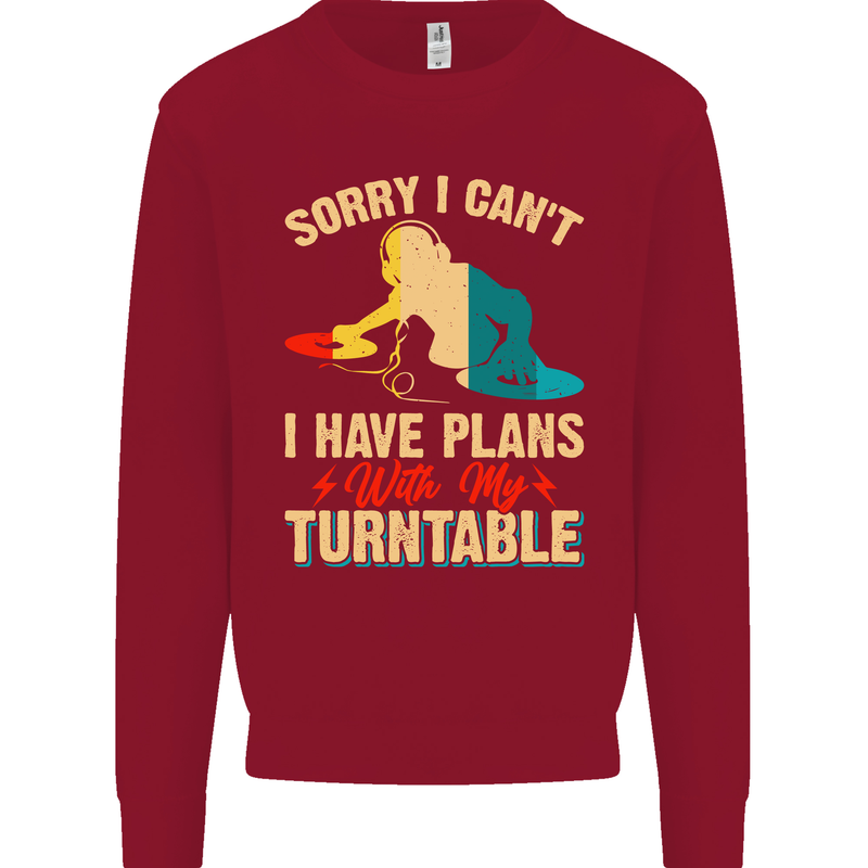 Plans With My Turntable DJ DJing Kids Sweatshirt Jumper Red