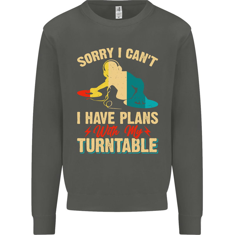 Plans With My Turntable DJ DJing Kids Sweatshirt Jumper Storm Grey