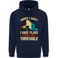 Plans With My Turntable DJ DJing Mens 80% Cotton Hoodie Navy Blue