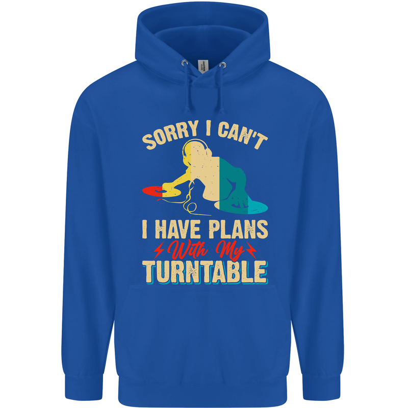 Plans With My Turntable DJ DJing Mens 80% Cotton Hoodie Royal Blue