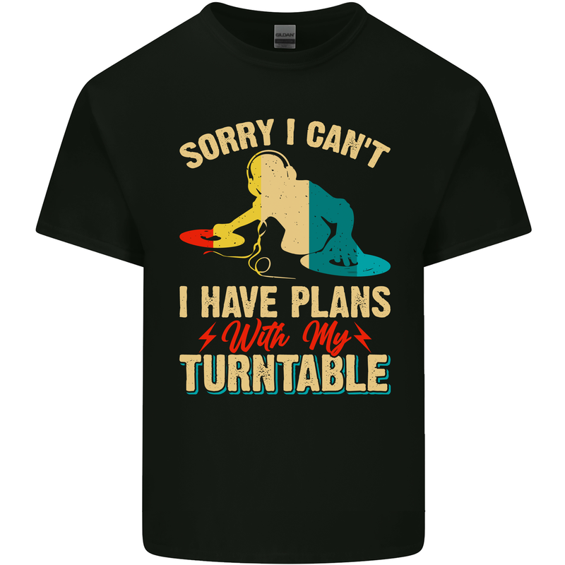 Plans With My Turntable DJ DJing Mens Cotton T-Shirt Tee Top Black