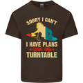 Plans With My Turntable DJ DJing Mens Cotton T-Shirt Tee Top Dark Chocolate