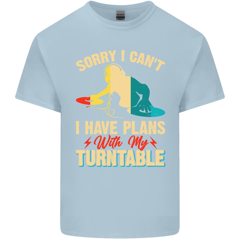 Plans With My Turntable DJ DJing Mens Cotton T-Shirt Tee Top Light Blue