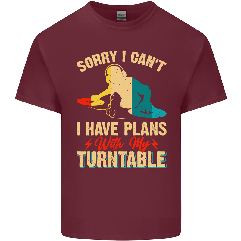 Plans With My Turntable DJ DJing Mens Cotton T-Shirt Tee Top Maroon