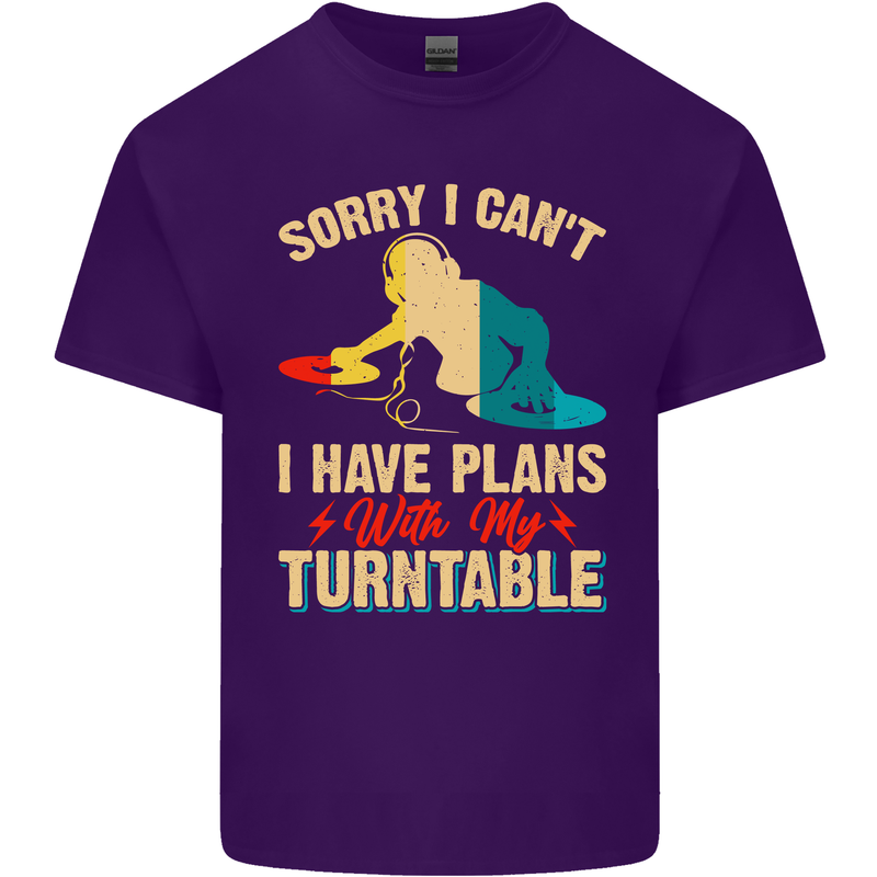 Plans With My Turntable DJ DJing Mens Cotton T-Shirt Tee Top Purple