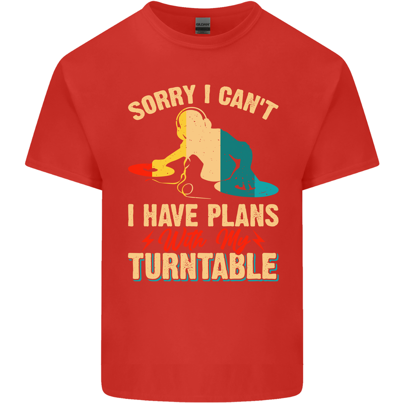 Plans With My Turntable DJ DJing Mens Cotton T-Shirt Tee Top Red