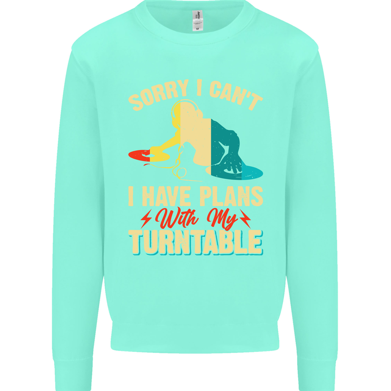 Plans With My Turntable DJ DJing Mens Sweatshirt Jumper Peppermint