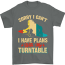 Plans With My Turntable DJ DJing Mens T-Shirt 100% Cotton Charcoal