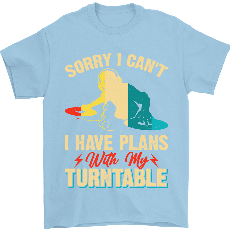 Plans With My Turntable DJ DJing Mens T-Shirt 100% Cotton Light Blue