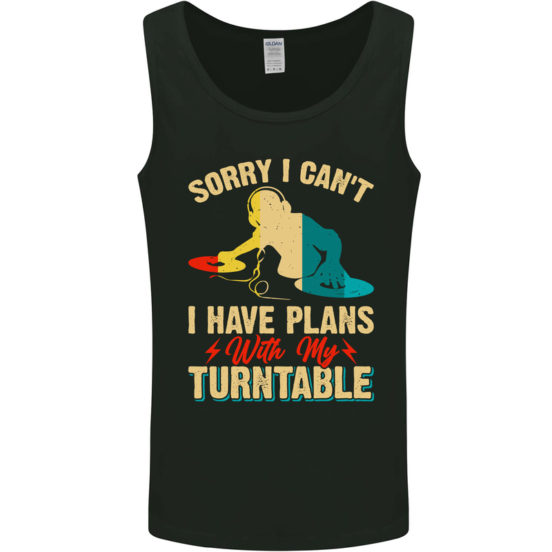 Plans With My Turntable DJ DJing Mens Vest Tank Top Black