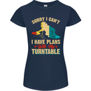 Plans With My Turntable DJ DJing Womens Petite Cut T-Shirt Navy Blue