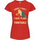 Plans With My Turntable DJ DJing Womens Petite Cut T-Shirt Red