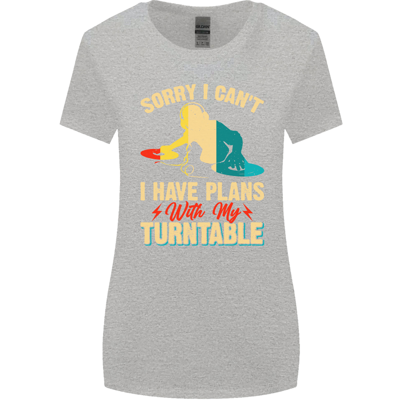 Plans With My Turntable DJ DJing Womens Wider Cut T-Shirt Sports Grey