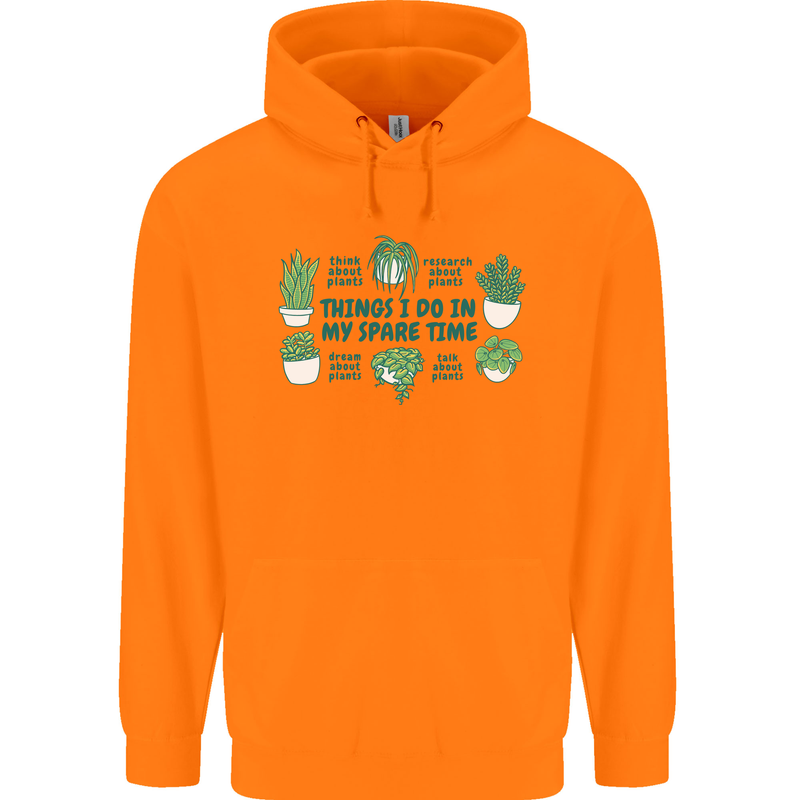 Plants Things I Do in My Spare Time Childrens Kids Hoodie Orange