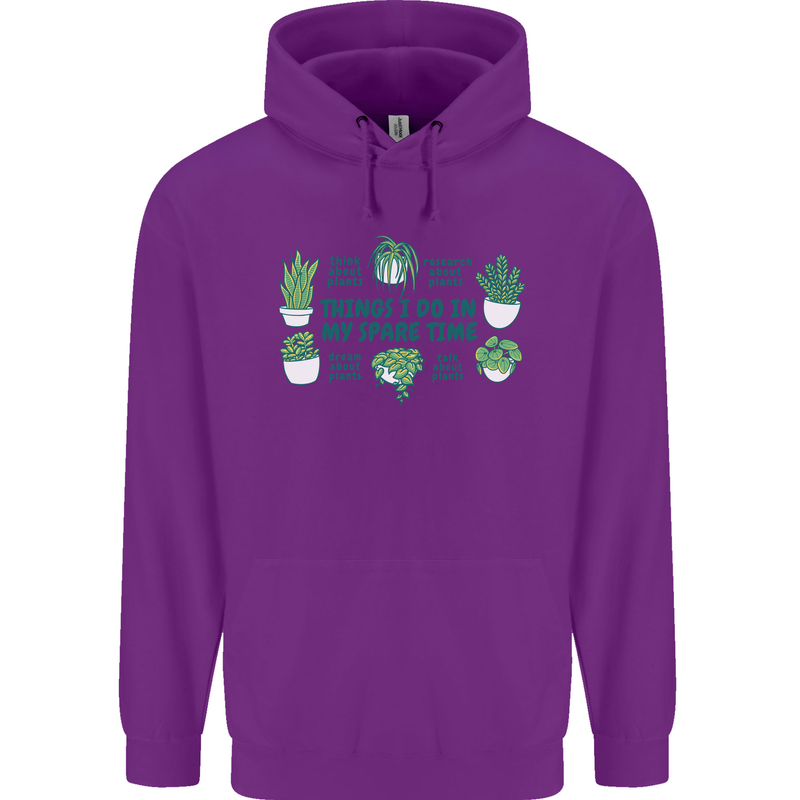 Plants Things I Do in My Spare Time Childrens Kids Hoodie Purple
