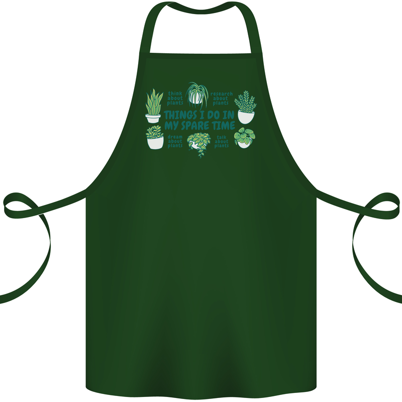 Plants Things I Do in My Spare Time Cotton Apron 100% Organic Forest Green