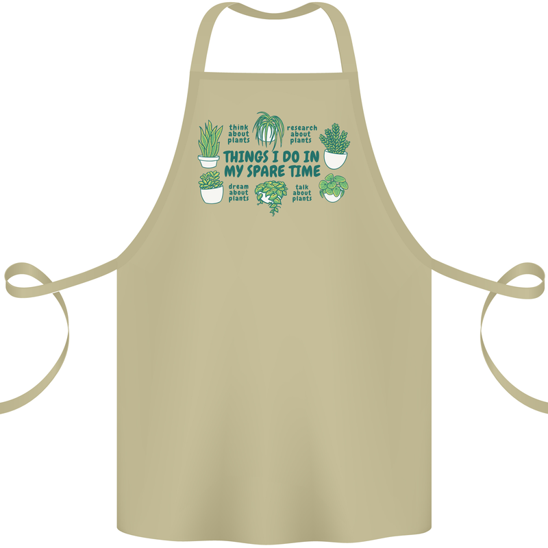 Plants Things I Do in My Spare Time Cotton Apron 100% Organic Khaki