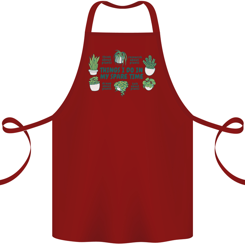 Plants Things I Do in My Spare Time Cotton Apron 100% Organic Maroon