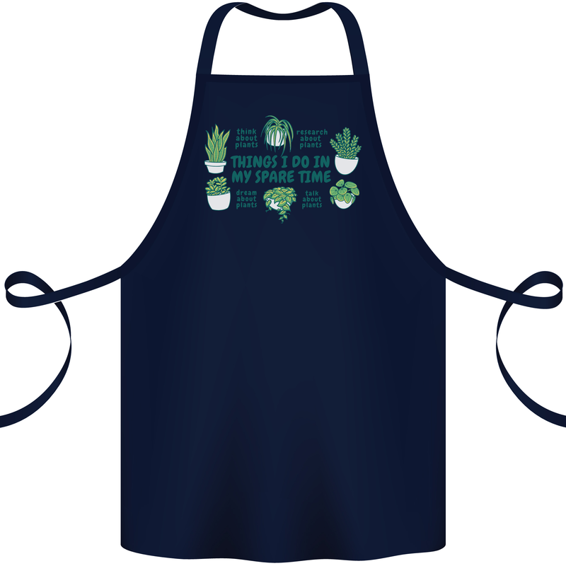 Plants Things I Do in My Spare Time Cotton Apron 100% Organic Navy Blue