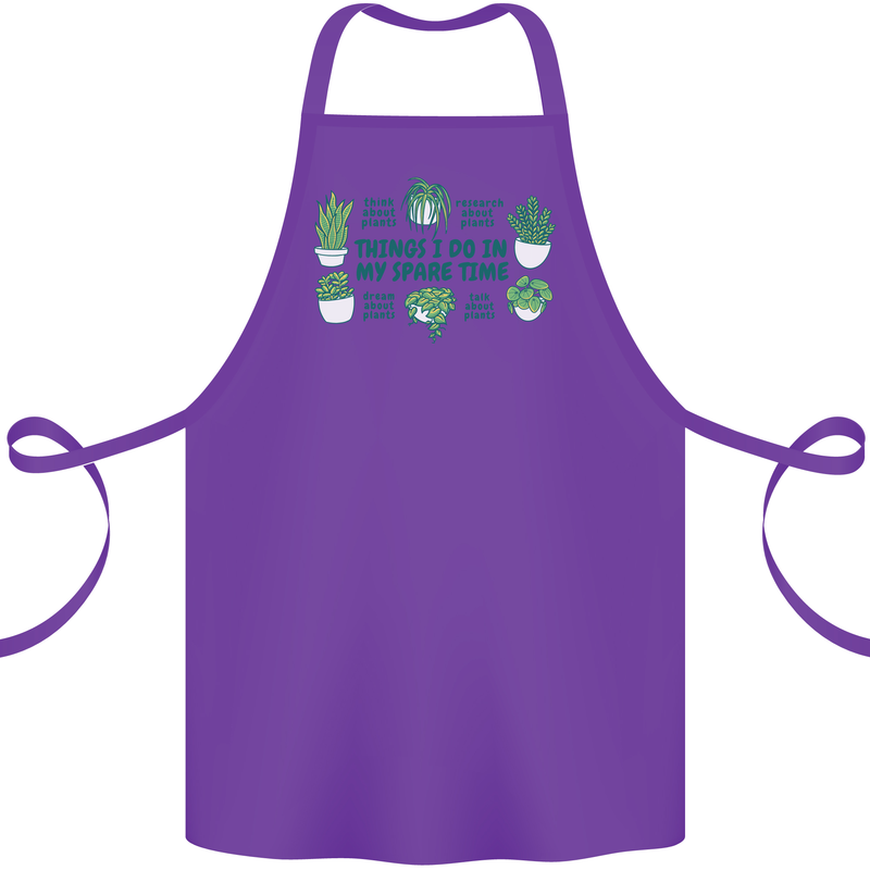 Plants Things I Do in My Spare Time Cotton Apron 100% Organic Purple