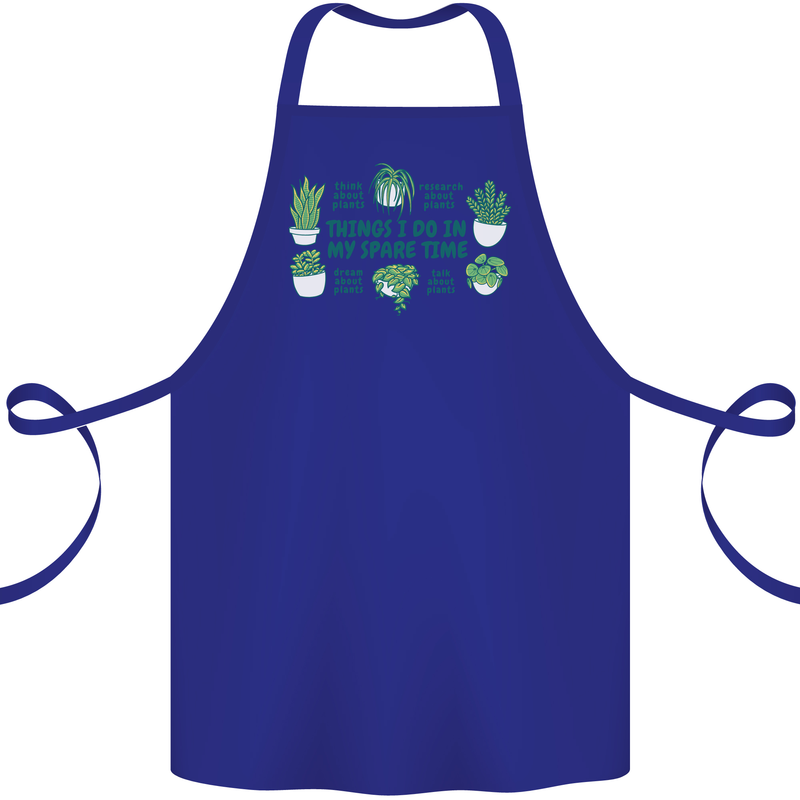 Plants Things I Do in My Spare Time Cotton Apron 100% Organic Royal Blue
