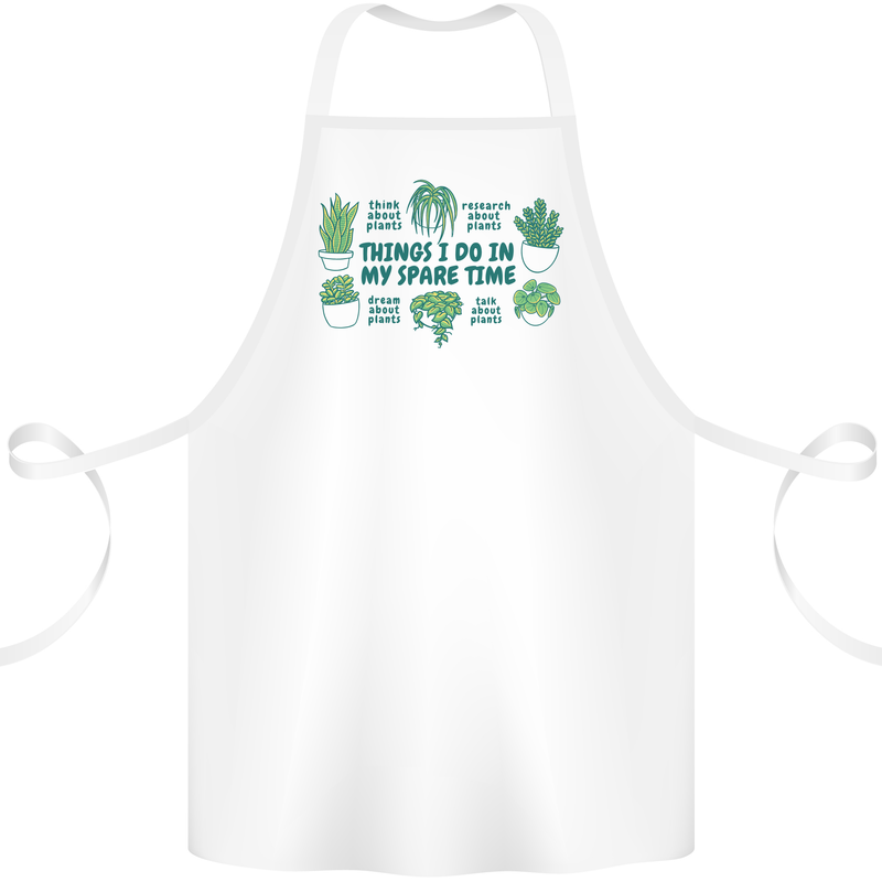 Plants Things I Do in My Spare Time Cotton Apron 100% Organic White