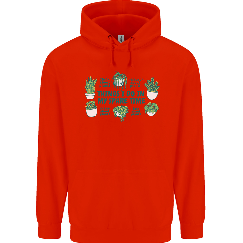Plants Things I Do in My Spare Time Mens 80% Cotton Hoodie Bright Red