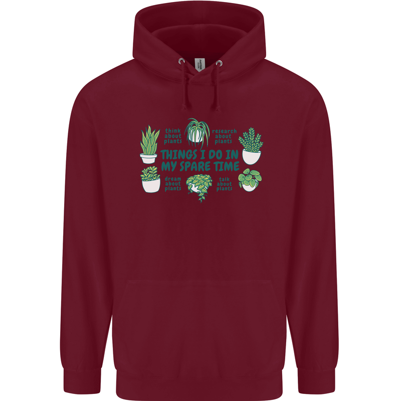 Plants Things I Do in My Spare Time Mens 80% Cotton Hoodie Maroon