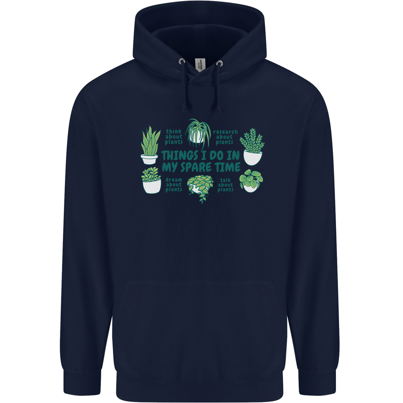 Plants Things I Do in My Spare Time Mens 80% Cotton Hoodie Navy Blue