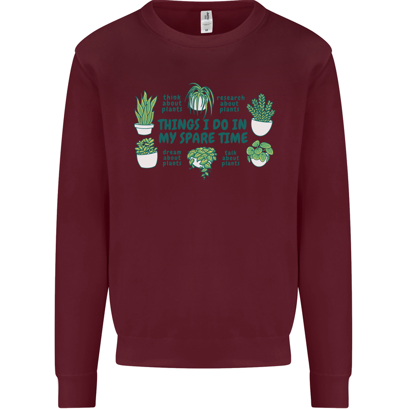 Plants Things I Do in My Spare Time Mens Sweatshirt Jumper Maroon