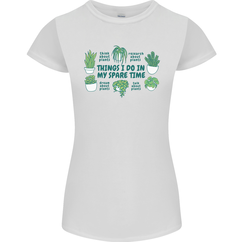 Plants Things I Do in My Spare Time Womens Petite Cut T-Shirt White