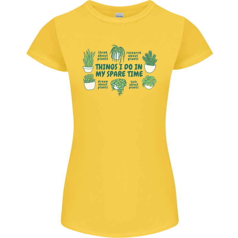 Plants Things I Do in My Spare Time Womens Petite Cut T-Shirt Yellow